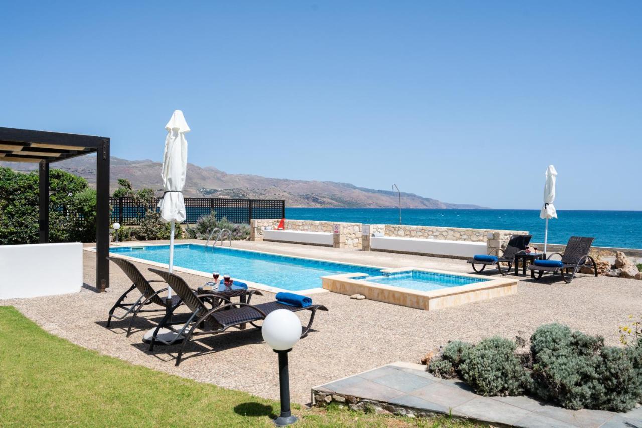 Beachfront Villa Turquoise With Private Pool, Bbq And Ping Pong Table Khania Eksteriør bilde